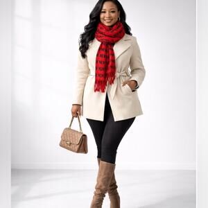 Pashmina Bold Red “New York” Fringe Scarf Statement Print